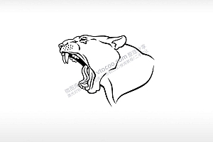 虎头肥虎张嘴虎牙AI8.0格式激光打标文件通用矢量图