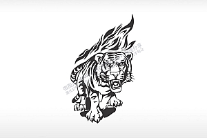 老虎虎王凶猛正面图AI8.0格式激光打标文件通用矢量图