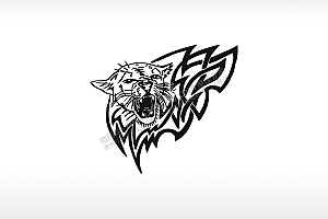 虎头老虎头带刺的虎瘦虎头AI8.0格式激光打标文件通用矢量图