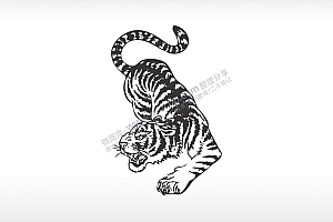 老虎侧身老虎趴地老虎AI8.0格式激光打标文件通用矢量图