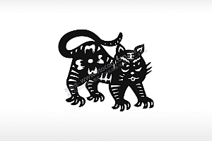 剪纸虎老虎王AI8.0格式激光打标文件通用矢量图