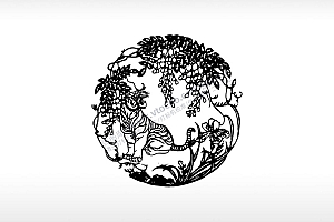 剪纸老虎民间艺术植物花边AI8.0格式激光打标文件通用矢量图
