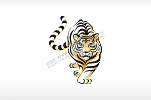 老虎行走老虎正面图AI8.0格式激光打标文件通用矢量图