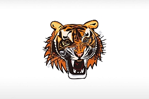 老虎头凶猛老虎AI8.0格式激光打标文件通用矢量图