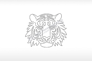 老虎虎头简易线条图AI8.0格式激光打标文件通用矢量图