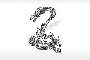 龙长龙盘龙龙身线条龙图案AI8.0格式激光打标文件通用矢量图