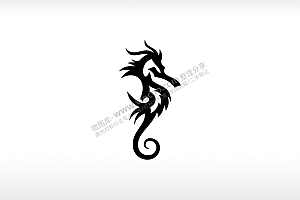 公海马海栖鱼类海洋动物logoAI8.0格式激光打标文件通用矢量图