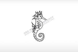 公海马线绘图海栖鱼类海洋动物AI8.0格式激光打标文件通用矢量图