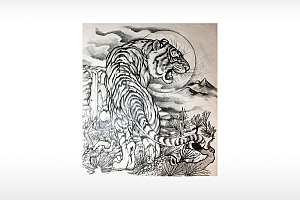猛虎回眸老虎回头山林东北虎华南虎百兽之王位图激光打标文件