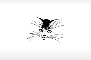 简略猫logo吉祥黑斑猫卡通AI8.0格式激光打标文件通用矢量图