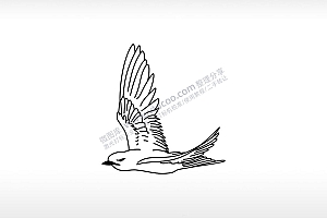 老鹰自由飞翔飞行志向高远AI8.0格式激光打标文件通用矢量图