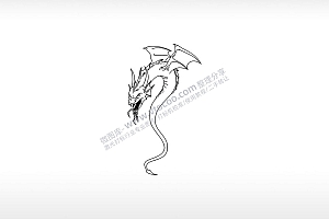 西方龙丑陋恶龙吐息怪兽AI8.0格式激光打标文件通用矢量图