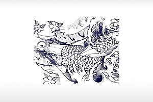 鲤鱼跳龙门金昌鱼浪花钱币硬币位图激光打标图