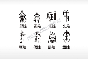百家姓氏图腾邱秦江史顾侯邵孟AI8.0格式激光打标文件通用矢量图