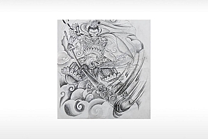 孙悟空腾云驾雾漫画人物大话西游挥舞金箍棒通用位图激光打标文档