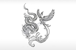 龙凤呈祥龙凤凰吉祥权力尊严龙和凤凰通用位图激光打标文件