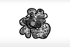福字剪纸花纹福书法字体小鸡图案小鸟凤凰设计新年福字激光打标矢量图