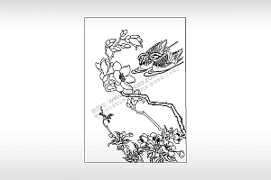 喜鹊报喜花儿戏水PLT格式激光打标文件通用矢量图