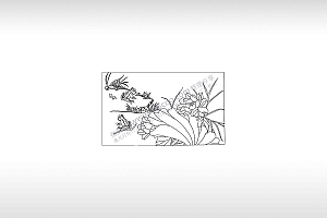 春天荷花青蛙荷塘PLT格式激光打标文件通用矢量图