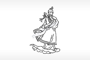 道士简笔画祖师爷辟邪雕刻激光打标文件通用位图