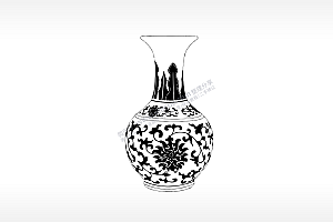 花瓶青花瓷陶瓷雕刻激光打标文件通用位图