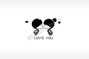 亲嘴爱情loveyou英文卡通图雕刻激光打标文件通用位图