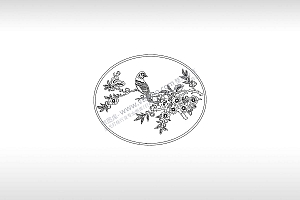 鸟语花香花鸟图鸟儿回头中国传统刺绣图PLT格式激光打标文件通用矢量图