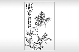 虞美人花怀旧的爱细水长流生命短暂植物PLT格式激光打标文件通用矢量图