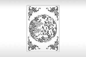 中国传统刺绣老鹰抓小鸡觅食家禽藤曼自然美景PLT格式激光打标文件通用矢量图
