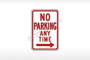 NO PARKING ANY TIME右道任何时候都不准停车指示标公共标志