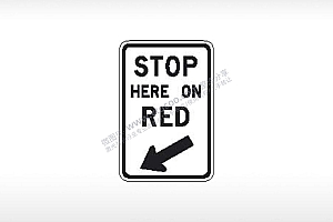 STOP HERE ON RED红灯在此停车公共标志