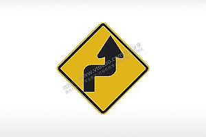 前方连续转弯右转左转交通标志公共标志