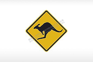 小心有袋鼠出没交通标志警示牌公共标志