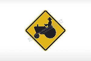 小心有农用车辆在前面或过马路交通标志公共标志