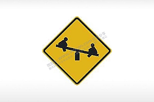 跷跷板标志交通标志公共标志AI8.0格式激光打标文件通用矢量图