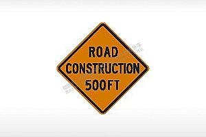 ROAD CONSTRUCTION 500FT道路施工500英尺交通标志公共标志