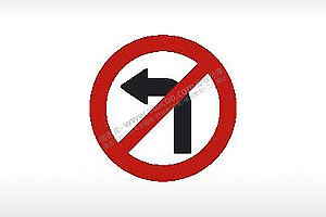 禁止左转弯交通标志运输汽车布告栏危险红色黑色白色