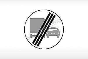 解除货车超车交通标志运输汽车布告栏危险黑色白色