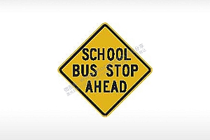 school bus stop ahead小心前方校车站交通标志公共标志