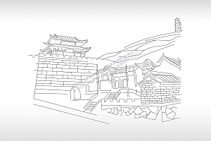 中华第一门新华门应天门古建筑古城楼激光打标矢量图文档
