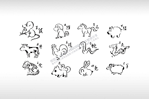 十二生肖属相图案激光打标镭射矢量图剪纸图案艺术设计文件