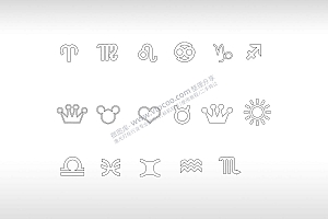 爱心皇冠太阳波浪M箭头小熊头鼠头6字体69字体设计图案设计矢量图