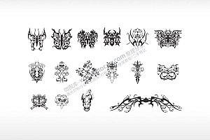 花朵图案组合各种蝴蝶对称图案头像艺术图案花纹矢量图文档