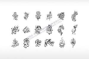花朵图案组合花簇花枝花瓣鲜花艺术图案花纹矢量图文档2