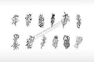 花朵图案组合花簇花枝花瓣鲜花艺术图案花纹矢量图文档3