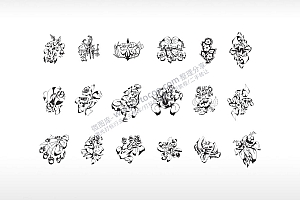花朵图案组合花簇花枝花瓣鲜花艺术图案花纹矢量图文档5