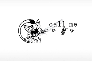 call me猫咪电话车牌钥匙扣PLT格式激光打标文件通用矢量图
