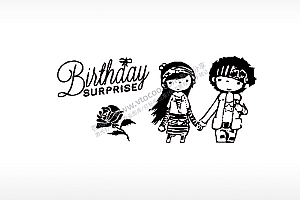 生日快乐情侣车牌钥匙扣PLT格式激光打标文件通用矢量图