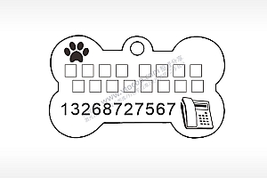爪子电话标志骨头形背面狗牌AI8.0格式激光打标文件通用矢量图