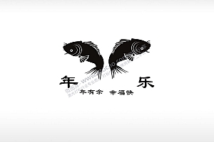 年年有余幸福快乐个性卡通图案线描PLT格式激光打标文件通用矢量图